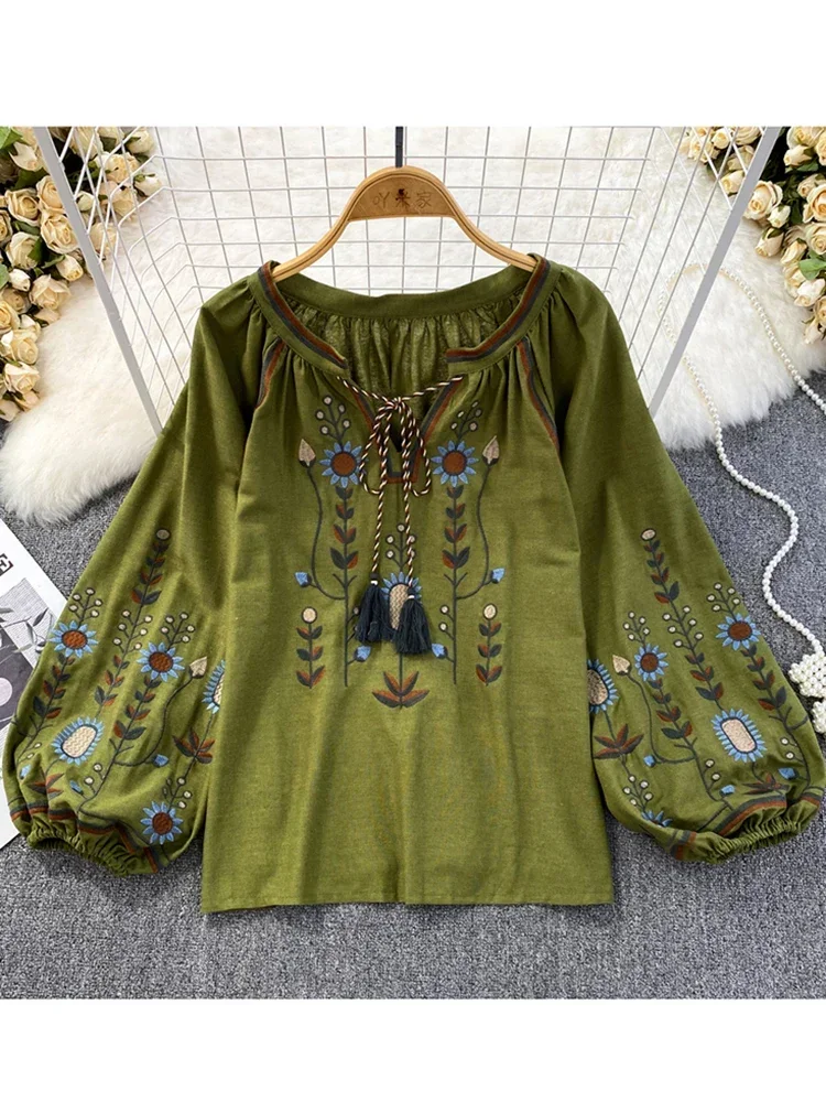 Ethnic Fashion Clothing - Camicetta primaverile da donna stile etnico