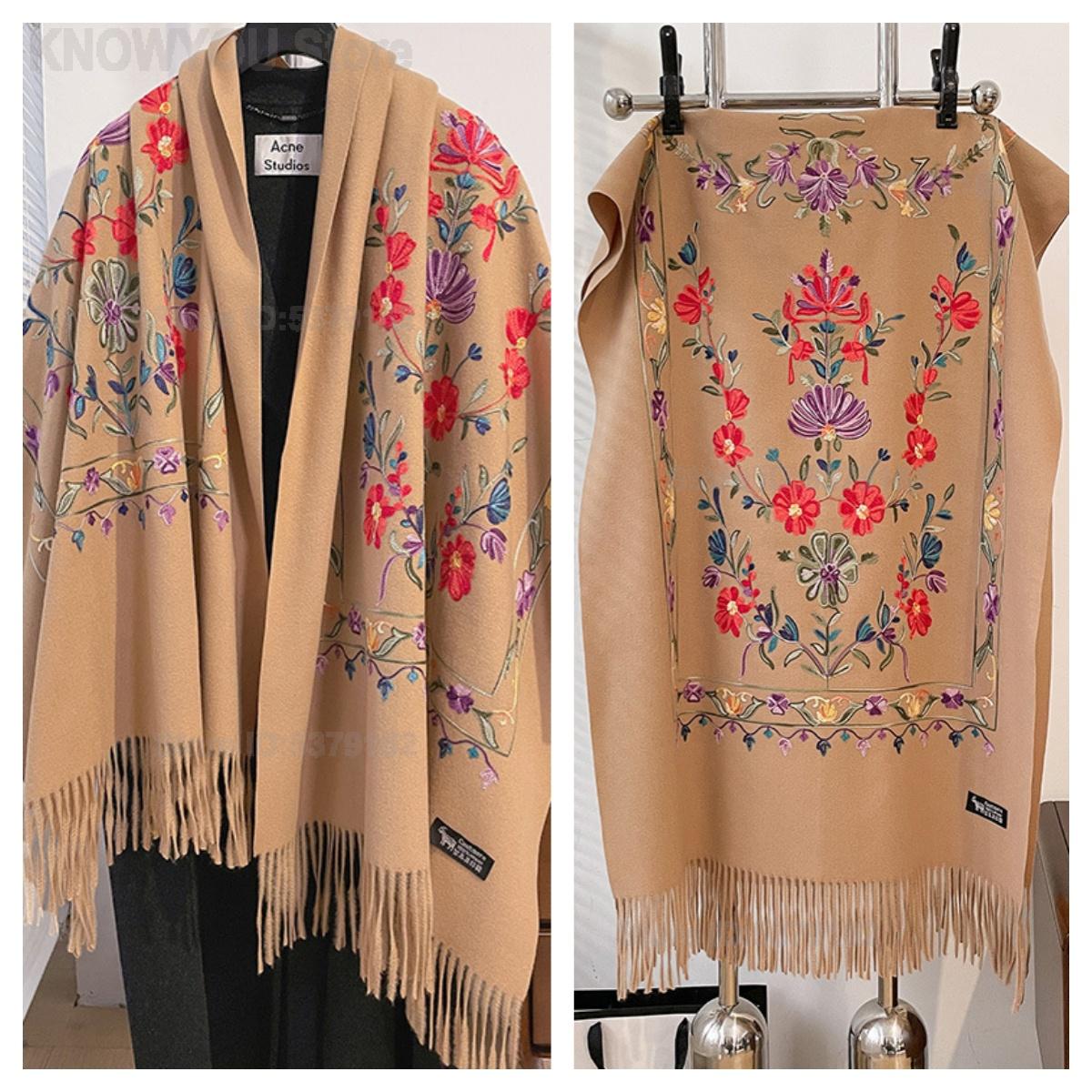 Go Ethnic Fashion - Sciarpa da Donna Retrò con Ricamo