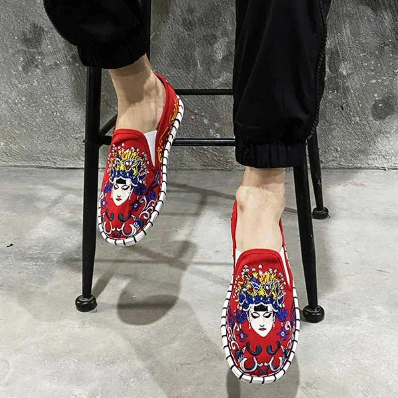 Ethnic Fashion Men - Scarpe di tela ricamate stile etnico