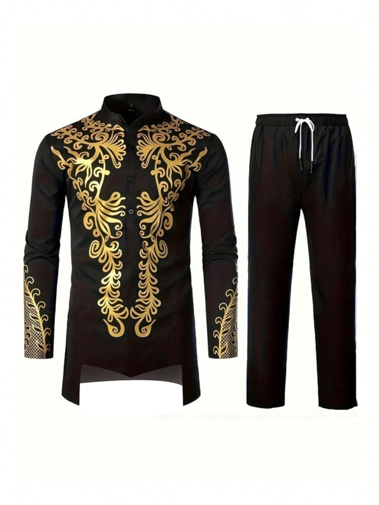 Ethnic Gown - Abito musulmano con stampa 3D Nero